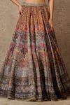 Tarun Tahiliani_Grey Lehenga Satin Organza Printed Floral One Geometric With Draped Blouse _Online_at_Aza_Fashions