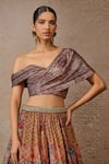 Buy_Tarun Tahiliani_Grey Lehenga Satin Organza Printed Floral One Geometric With Draped Blouse _Online_at_Aza_Fashions