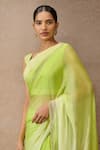 Buy_Tarun Tahiliani_Green Blouse And Saree Chiffon Embellished Crystals Ombre Border With _Online_at_Aza_Fashions