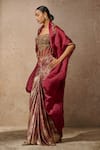 Buy_Tarun Tahiliani_Wine Cape Satin Organza Embellished Zardozi Cape Open Crystal Skirt Set _Online_at_Aza_Fashions