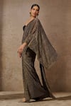 Buy_Tarun Tahiliani_Gold Crinkle Tulle Embellished Metallic Pre-draped Concept Saree With Bustier _Online_at_Aza_Fashions