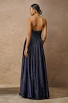 Shop_Tarun Tahiliani_Blue Crinkle Embellished Metallic Stud Sweetheart Neck Corset Gown _at_Aza_Fashions