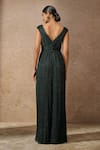 Shop_Tarun Tahiliani_Emerald Green Crinkle Tulle Embellished Crystal Boat Neck Jumpsuit _at_Aza_Fashions