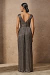 Shop_Tarun Tahiliani_Gold Crinkle Tulle Embellished Crystal Boat Neck Neckline Jumpsuit _at_Aza_Fashions