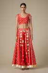 Buy_Gulabo by Abu Sandeep_Red Modal Chanderi Embroidered Gota Lace Geometric Work Lehenga _Online_at_Aza_Fashions