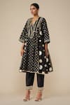 Buy_Gulabo by Abu Sandeep_Black Modal Chanderi Embroidered Gota Lace V-neck Geometric Kurta With Pant _at_Aza_Fashions