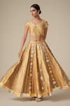 Buy_Gulabo by Abu Sandeep_Beige Modal Chanderi Embroidered Gota Lace Lehenga _at_Aza_Fashions