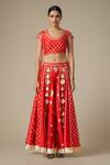 Buy_Gulabo by Abu Sandeep_Red Modal Chanderi Embroidered Gota Lace Round Geometric Work Blouse _at_Aza_Fashions