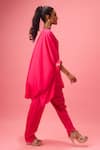 Shop_Nikasha_Pink 100% Pure Silk Crepe Foil Printed Thread V Neck Yoke Kurta And Salwar Set _at_Aza_Fashions