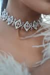 Buy_Shazé_White Marquise Stone Rosalia Geometric Carved Choker _at_Aza_Fashions