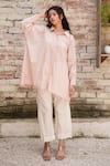 OurDve_Pink Cotton Embroidered Thread Collared Placket Top _at_Aza_Fashions