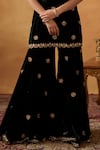 Buy_Bhawna Sethi_Green Kurta And Gharara & Shawl Silk Velvet Embroidered Thread Scoop Razia Set _Online_at_Aza_Fashions