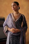 Bhawna Sethi_Purple Kurta And Salwar Silk Velvet Embroidered Zardozi V-neck Fatima Set _at_Aza_Fashions