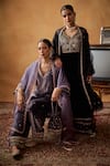 Buy_Bhawna Sethi_Purple Kurta And Salwar Silk Velvet Embroidered Zardozi V-neck Fatima Set 