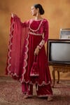 Bhawna Sethi_Pink Anarkali And Pant Silk Velvet Embroidered Jodhaa Flared Set With Potli _at_Aza_Fashions