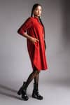 Buy_Jayati Goenka_Red Cotton Satin Solid Mandarin Collar Celestial Shirt Dress _Online_at_Aza_Fashions