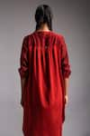 Buy_Jayati Goenka_Red Cotton Satin Solid Mandarin Collar Celestial Kurta With Trouser _Online_at_Aza_Fashions