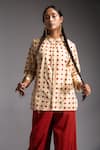 Shop_Jayati Goenka_Beige Cotton Print Handblock Collar Neck Dusk Seeker Shirt With Trouser _Online_at_Aza_Fashions