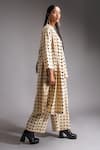 Buy_Jayati Goenka_Beige Cotton Poplin Print Handblock Open Neck Venus Motif Jacket And Pant Set 