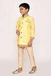 Shop_Petite Pomme_Yellow Brocade, Silk Sequins, Lace Embellished Layered Sherwani With Pyjama _Online_at_Aza_Fashions