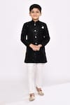 Buy_Arihant Rai Sinha_Black Sherwani Banarasi Silk Embellished Geometric Threadwork With Pyjama _at_Aza_Fashions