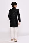 Shop_Arihant Rai Sinha_Black Sherwani Banarasi Silk Embellished Geometric Threadwork With Pyjama _at_Aza_Fashions