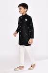 Shop_Arihant Rai Sinha_Black Sherwani Banarasi Silk Embellished Geometric Threadwork With Pyjama _Online_at_Aza_Fashions