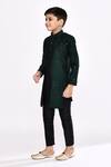 Shop_Petite Pomme_Green Silk Embroidery Sequin Threadwork Layered Sherwani With Pyjama _Online_at_Aza_Fashions