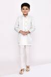 Buy_Arihant Rai Sinha_Off White Sherwani Kasak Zari Jacquard Woven Vine Layered With Pyjama _at_Aza_Fashions