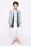Buy_Arihant Rai Sinha_Off White Sherwani Jacquard Botanic Pattern Layered With Dhoti Pant _at_Aza_Fashions