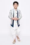 Arihant Rai Sinha_Off White Sherwani Jacquard Botanic Pattern Layered With Dhoti Pant _Online_at_Aza_Fashions