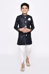Buy_Arihant Rai Sinha_Blue Silk Sequins Threadwork Sherwani With Dhoti Pant _at_Aza_Fashions