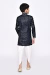 Shop_Arihant Rai Sinha_Blue Silk Sequins Threadwork Sherwani With Dhoti Pant _at_Aza_Fashions