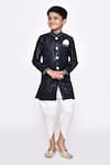 Shop_Arihant Rai Sinha_Blue Silk Sequins Threadwork Sherwani With Dhoti Pant _Online_at_Aza_Fashions