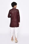 Shop_Petite Pomme_Maroon Silk Sequins Striped Sherwani With Dhoti Pant _at_Aza_Fashions