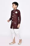 Buy_Petite Pomme_Maroon Silk Sequins Striped Sherwani With Dhoti Pant _Online_at_Aza_Fashions