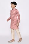 Shop_Arihant Rai Sinha_Maroon Kurta Rayon Threadwork Geometric Pattern With Pyjama _Online_at_Aza_Fashions