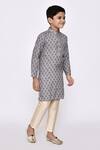 Petite Pomme_Grey Rayon, Silk Sequins, Embroidery Threadwork Kurta With Pyjama _at_Aza_Fashions