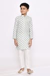 Buy_Arihant Rai Sinha_Off White Kurta Rayon Threadwork Floral Pattern With Pyjama _Online_at_Aza_Fashions