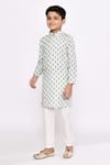 Shop_Arihant Rai Sinha_Off White Kurta Rayon Threadwork Floral Pattern With Pyjama _Online_at_Aza_Fashions