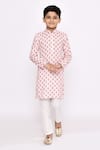 Buy_Arihant Rai Sinha_Off White Kurta Rayon Threadwork Floral Butti Pattern With Pyjama _Online_at_Aza_Fashions