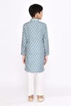 Shop_Arihant Rai Sinha_Blue Kurta Rayon Threadwork Geometric Motif With Pyjama _at_Aza_Fashions