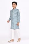 Buy_Arihant Rai Sinha_Blue Kurta Rayon Threadwork Geometric Motif With Pyjama _Online_at_Aza_Fashions