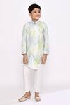 Buy_Petite Pomme_Green , Satin Beads Threadwork Shaded Asymmetric Sherwani With Pyjama _Online_at_Aza_Fashions
