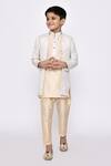 Buy_Arihant Rai Sinha_Beige Brocade, Jacquard, Silk Embroidery Banarasi Jacket Kurta Set _at_Aza_Fashions