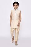 Buy_Arihant Rai Sinha_Beige Brocade, Jacquard, Silk Embroidery Banarasi Jacket Kurta Set _Online_at_Aza_Fashions