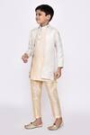 Shop_Arihant Rai Sinha_Beige Brocade, Jacquard, Silk Embroidery Banarasi Jacket Kurta Set _Online_at_Aza_Fashions