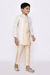Arihant Rai Sinha_Beige Brocade, Jacquard, Silk Embroidery Banarasi Jacket Kurta Set _at_Aza_Fashions