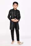Buy_Petite Pomme_Black Silk Sequins Embroidered Jacket Sherwani And Pyjama Set _at_Aza_Fashions