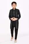 Buy_Petite Pomme_Black Silk Sequins Embroidered Jacket Sherwani And Pyjama Set _Online_at_Aza_Fashions